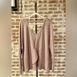 American Eagle Outfitters Mauve V-Neck Sweater XL